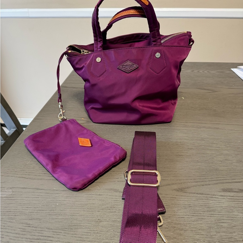 Small MZ Wallace top handle w crossbody strap and pouch.